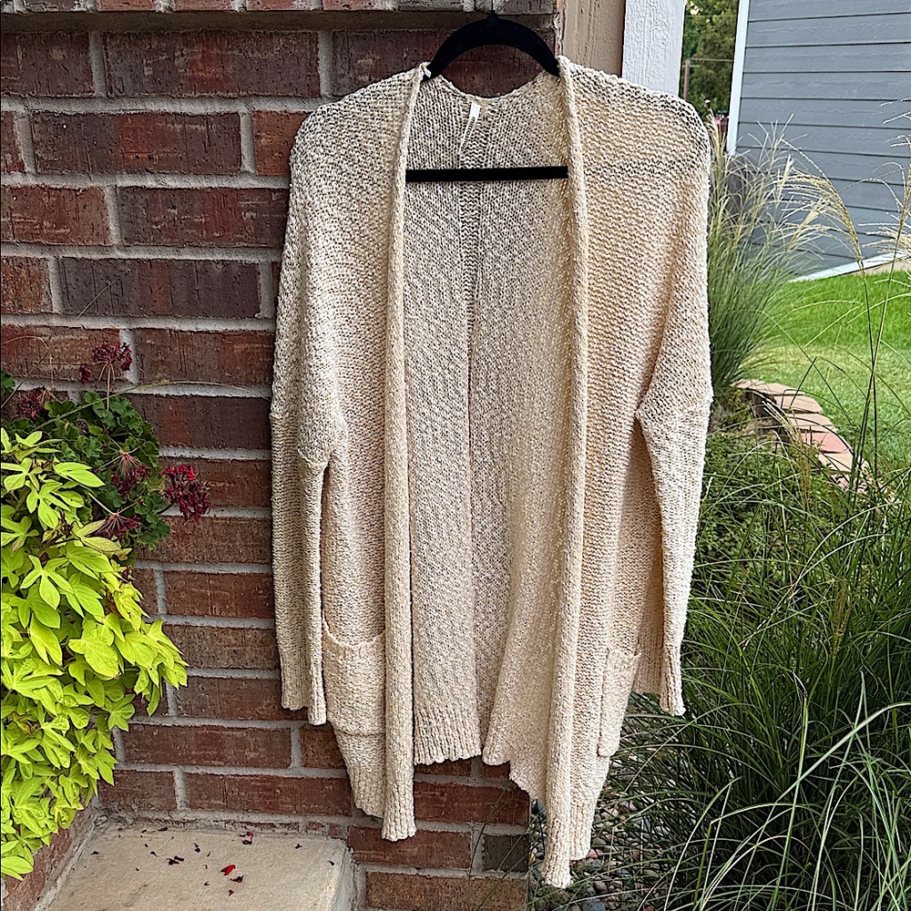 Mittoshop Ladies L Cream Textured Open Sweater Cardigan